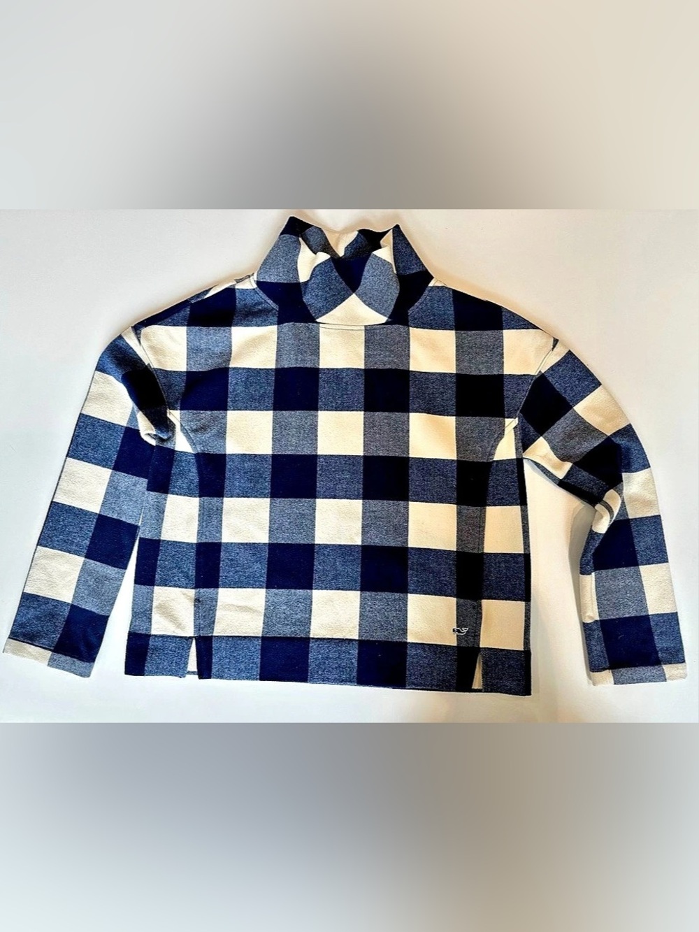 Vineyard Vines Buffalo Check Mock Neck Pullover Top Size S